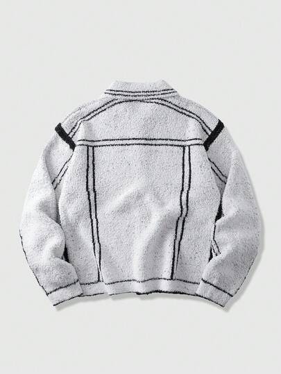 Men's Fashionable Graphic Print Long Sleeve Cardigan