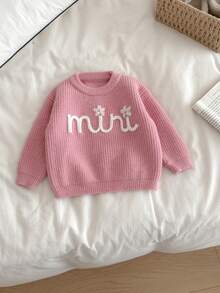 SHEIN Genkimix Kids Cute 3D Floral Embroidered Pink Crew Neck Pullover Sweater For Baby Girls Baby Girl Sweater Name Sweater Baby Mimi Baby Clothes Toddler Sweater Baby Solid Color Knitted Sweater Baby Clothes Fall Sweater Knit Baby Girl Clothes Baby Girl Winter Sweaters Baby Knitted Sweater Baby Knitwear Baby Clothes Girl Fall Sweater Baby Girl Jumper Baby Knitwear Baby Sweater Baby Autumn Winter Baby Girl Jumper Baby Girl Sweaters Baby Clothes Girl Fall Sweater Baby Long Sleeve Top Baby Clothes Black Baby Tops Toddler Tops Baby Clothes Girl Fall Sweater Baby Jumper - Dusty Pink - View 5