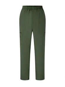 TaskEZ Scrubs Set: V-Neck Short Sleeve Top & Pants Scrub Uniform For Healthcare Workers - Army Green - View 5