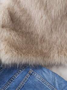 SHEIN Elladie kids Chaqueta casual sin mangas, esponjosa y cálida deunicoloro para niña - Albaricoque - Ver 6
