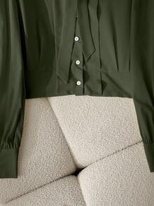 GlowEve Ladies' Elegant And Commuter Autumn Shirts - Army Green - View 5