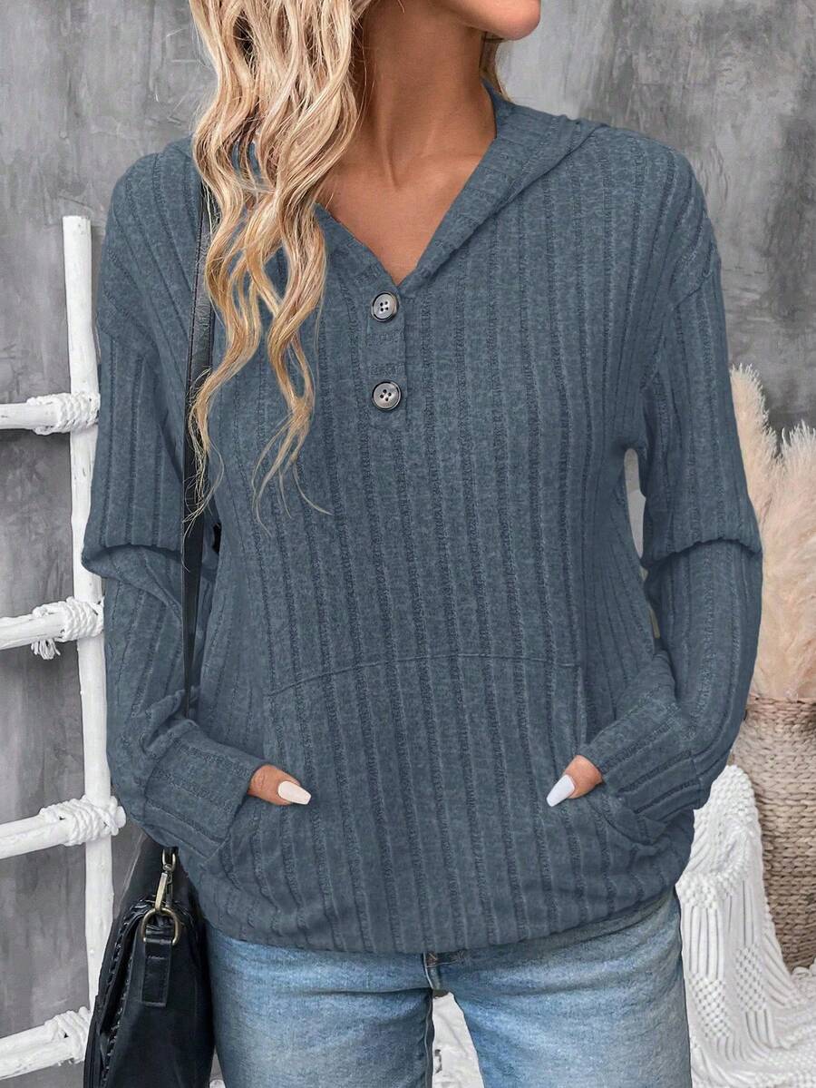 SHEIN PETITE 经典时尚百搭设计女士抓绒卫衣