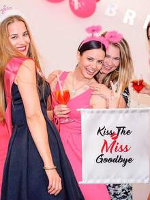 Póster colgante de despedida de soltera "Besa a la señorita adiós" - Alternativa al libro de visitas para la despedida de soltera, decoración lista para colgar, recuerdo de la novia, juego de actividad de boda, accesorio para fotos - Multicolor - Ver 6