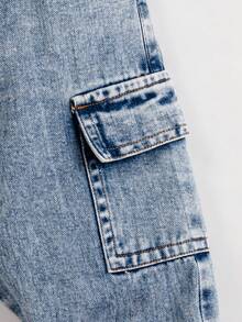 YOUNG BOYS Loose Straight Leg Jeans With Side Pockets, Casual & Versatile School Style - Medium Wash - View 6