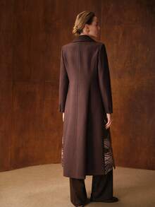 MOTF PREMIUM Women's Fashionable Brown Embroidered Overcoat - Coffee Brown - View 4