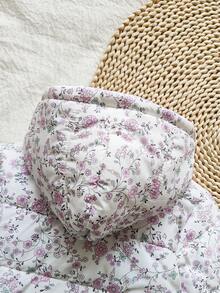 SHEIN Vintaside Kids Babygirl 女婴冬季拉链长袖数码印花夹克，非常适合户外旅行，具有充足的防寒保护，时尚实用的风格，让小宝宝在冬季冒险中保持温暖和时尚 - 紫色 - 查看 7