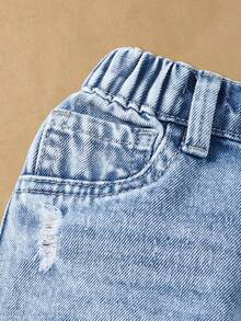 SHEIN Jeans décontractés en denim lavé effilés, style de rue polyvalente, tout-allant, convient pour le port quotidien, nouvelle collection 2025, toutes saisons - Jean clair - Voir 5