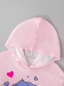 Sparklyn 少女休闲百搭日常涂鸦图案连帽短款卫衣+牛仔风涂鸦宽松裤套装 - 彩色 - 查看 3