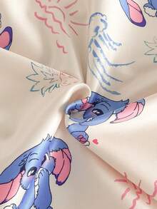 2pcs/Set Young Girl' Cute Cartoon Floppy Ear Blue Rabbit Print Long Sleeve Top And Pants Comfortable Casual Pajama Set - Apricot - View 8