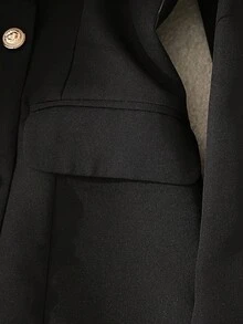 GlowEve Women's Autumn Commuter Mandarin Collar Metal Double-Breasted Mid-Length Jacket - Black - View 6