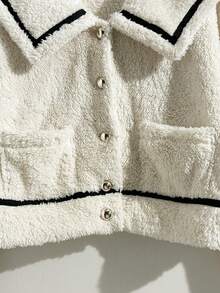 GlowEve Women's Navy Collar Faux Fur Short Jacket, Autumn/Winter