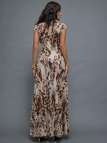 Hauture 抽象花卉动物印花蕾丝网眼连衣裙 - 彩色 - 查看 3