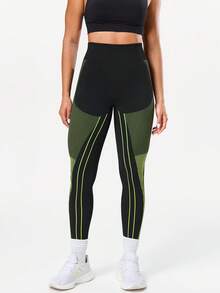 Seamluxe SHEIN Sport Women's Butt Lifting Sports Leggings, Slim Fit - Black - View 3