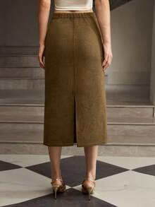 ZEYLAH Handcrafted Floral Decor Women's Skirt - Brown - View 3