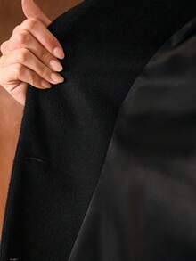 MOTF PREMIUM Abrigo de lana negro bordado de doble cara de moda para mujer, otoño/invierno - Negro - Ver 9