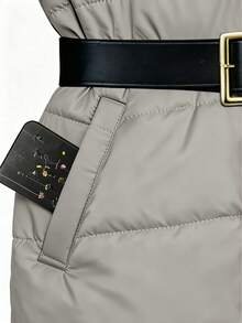 GlowEve 女式翻领长袖单排扣休闲冬季夹克 - 灰色 - 查看 3