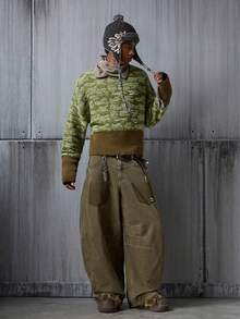 NEON BLANC Men's Contrast Color Round Neck Drop Shoulder Long Sleeve Casual Loose Knit Sweater, Autumn/Winter,Wool - Green - View 1