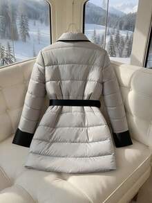 GlowEve 女式翻领长袖单排扣休闲冬季夹克 - 灰色 - 查看 2