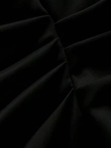 Maweii 加大码独特设计收腰鱼尾下摆白衬衫裙 - 黑色 - 查看 7