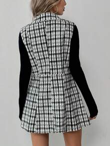 SHEIN Tall 格子印花双排扣马甲和裙子优雅两件套 - 彩色 - 查看 2