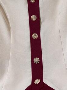 Franclia 女士撞色职业套装，新款夏季办公室通勤高端修身西装外套套装，2件套