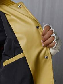 NEON BLANC 男士秋季字母印花单排扣休闲棒球长袖夹克 - 黃色 - 查看 8