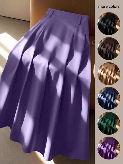 Regalyn Plus Size Women High-Waisted A-Line Skirt, Elegant For Commuting