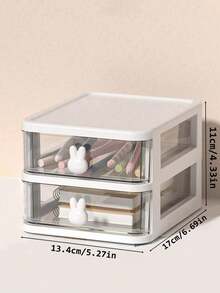 1 pieza Caja de almacenamiento de escritorio, caja de cajón de escritorio de estudiante, contenedor de bolígrafos, estantería para accesorios para el cabello de oficina infantil, caja de acabado de múltiples funciones, caja de almacenamiento de regreso a la escuela - Conejo - Ver 10