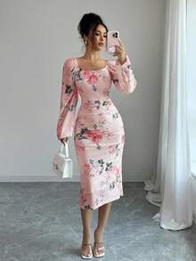 Rafferiza Pleated Fitted Casual Vacation Bohemian Style Dress For Women