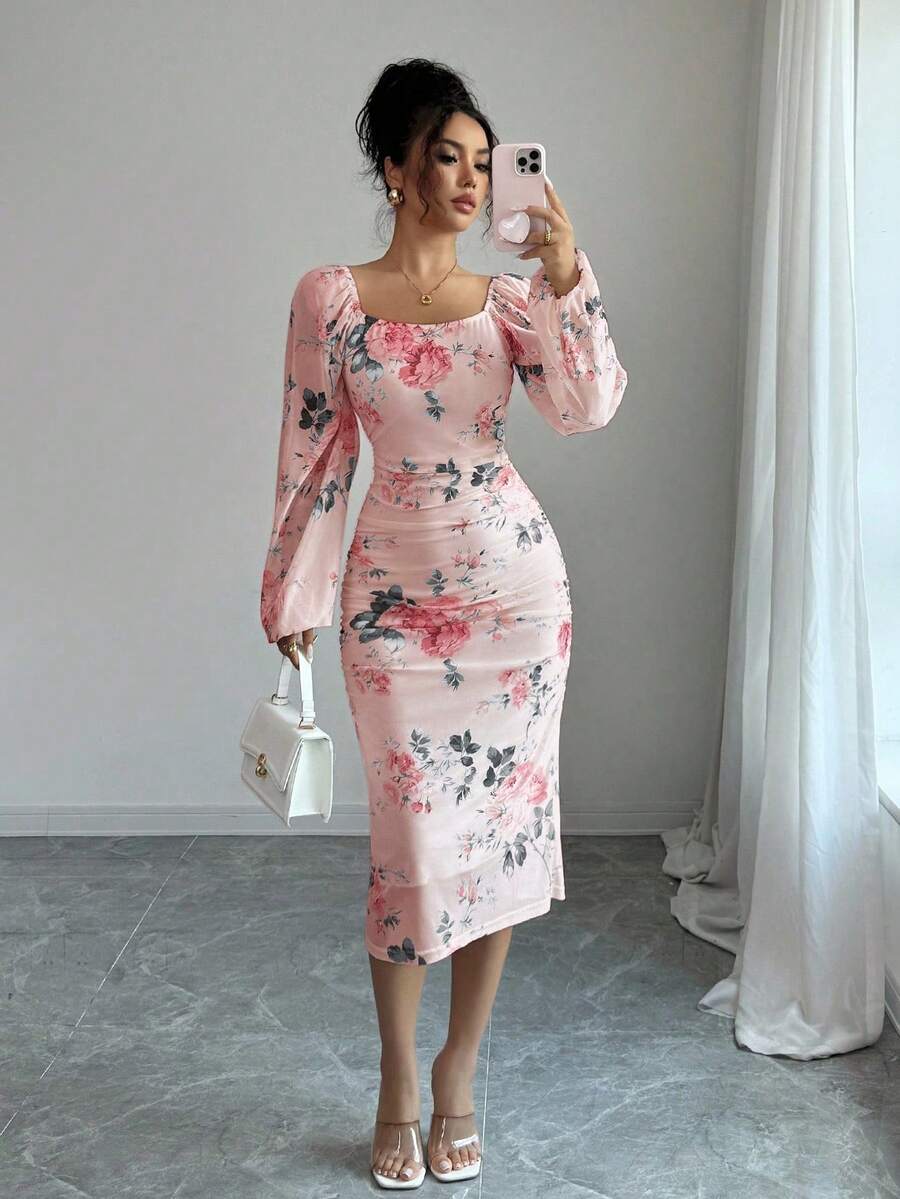 Rafferiza Pleated Fitted Casual Vacation Bohemian Style Dress For Women