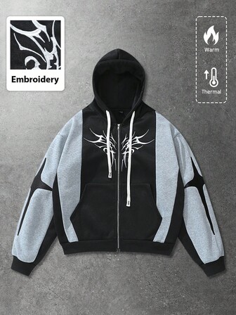 Street Life Unisex-Hoodie mit Patchwork-Stickerei, lässiges Design für Herbst/Winter