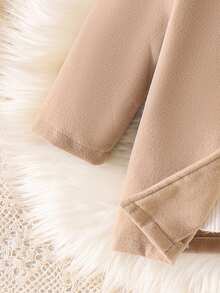 Elladie kids 女童杏色长袖纽扣前襟外套，儿童秋冬户外优雅百搭开衫夹克女童大衣女童外套女童秋冬服装