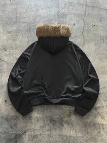 AXEPEAK Men's Cross Print Fleece Collar Zip Front Casual Hoodie, Autumn/Winter, Long Sleeve Top - Black - View 2