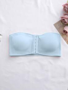 女士前扣式聚拢加垫文胸 - 淺藍色 - 查看 6