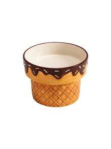 PETSIN 1个陶瓷猫碗，加高狗碗（缓解颈部疼痛），冰淇淋造型宠物食盆，防倾倒喂食器