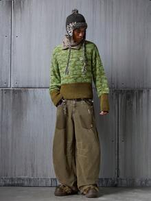 NEON BLANC 男士宽松休闲水洗绿色筒状牛仔裤，带口袋 - 灰色 - 查看 6