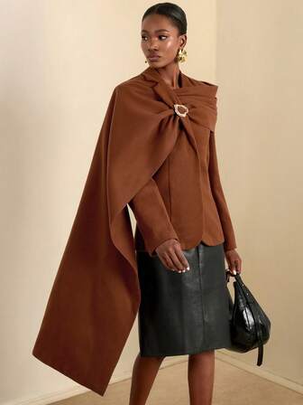 SHEIN Veneréa Damkavaj med lång ärm och enfärgad överdimensionerad