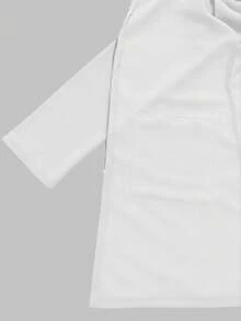 SHEIN LUNE 女式秋季长袖连帽夹克，落肩，卫衣材质，拉链装饰，中长款，休闲 - 白色 - 查看 8