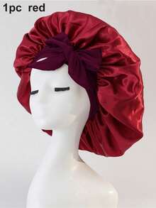 SHEIN Luxury Satin Silk Bandana With Adjustable Tie - Lightweight Hair Care Hat For All Night Comfort, Conditioning And Showering - Men's And Women's Bow Simulated Silk Beauty Hair Care Wide-Brimmed Hat Bandana Sleeping Hat - Multicolor - View 24