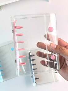 A7 Color Transparent Portable Binder Double Snap Design Is More Beautiful Photo Storage Bag Can Be Used As A Photo Album To Save Money Planner Handbook Notebook Sticker Book Office Stationery Supplies School Supplies, Back To School - 彩色 - 查看 21