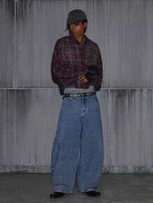 NEON BLANC Jeans rectos de pierna casual y holgada con bolsillo y estampado floral desgastado para hombre - Azul - Ver 6