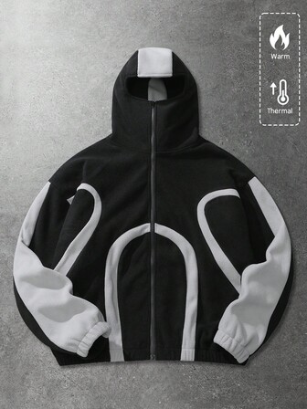 Street Life Chaqueta con capucha acolchada unisex con patchwork, estilo callejero casual americano para otoño/invierno