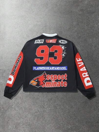 Street Life Polo T-shirt de sport à manches longues imprimé pour hommes