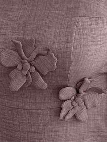 Elenzga Bộ 2 món áo và quần cổ vuông viền bèo nhún họa tiết hoa thanh lịch cỡ lớn, mùa thu - Bụi tím - Xem 8