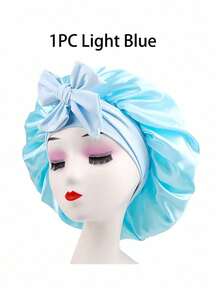 SHEIN Luxury Satin Silk Bandana With Adjustable Tie - Lightweight Hair Care Hat For All Night Comfort, Conditioning And Showering - Men's And Women's Bow Simulated Silk Beauty Hair Care Wide-Brimmed Hat Bandana Sleeping Hat - Multicolor - View 28