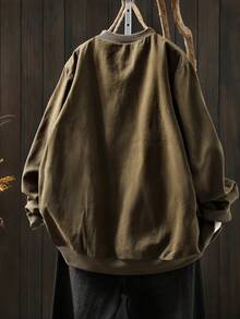 EMERY ROSE Plus Size Casual Oblique Pocket Zip-Up Jacket, Autumn - Coffee Brown - View 2