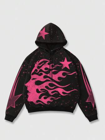 Street Life Herren Lässig Figur Muster Hoodie Sweatshirt, Herbst/Winter