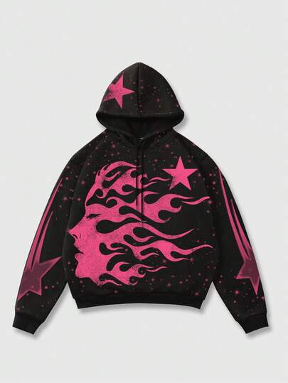 Street Life Men's Casual Figure Print Hoodie Sweatshirt, Autumn/Winter