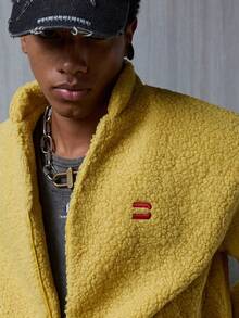 NEON BLANC Men's Casual Zip-Up Sherpa Fleece Long Sleeve Jacket, Autumn/Winter - Yellow - View 7