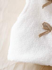 SHEIN 2025冬季女宝宝3件套：白色长袖针织上衣+白色蓬松背心+红色百褶裙 - 卡其色 - 查看 8